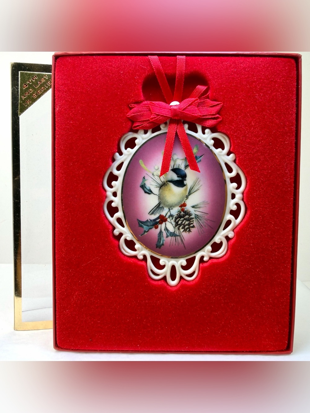 Lenox Winter Greetings Chickadee Oval Porcelain Ornament Handcrafted Christmas